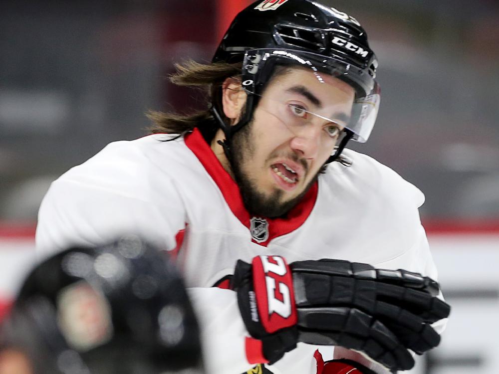 Mika Zibanejad drives up ice during a drill as the Ottawa Senators practice at the Canadian Tire Centre. Assignment - 119031 Photo taken at 10:47 on November 19. (Wayne Cuddington/ Ottawa Citizen)