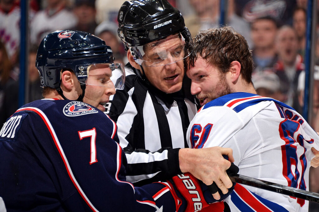Back at it. (Photo by Jamie Sabau/NHLI via Getty Images)