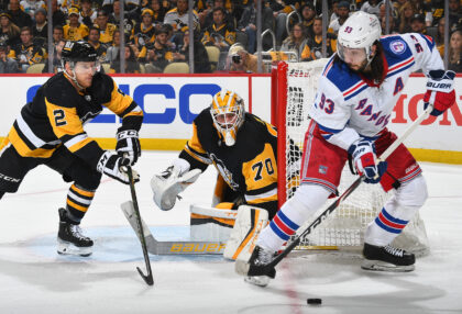 Penguins end Rangers win streak at 7 games.